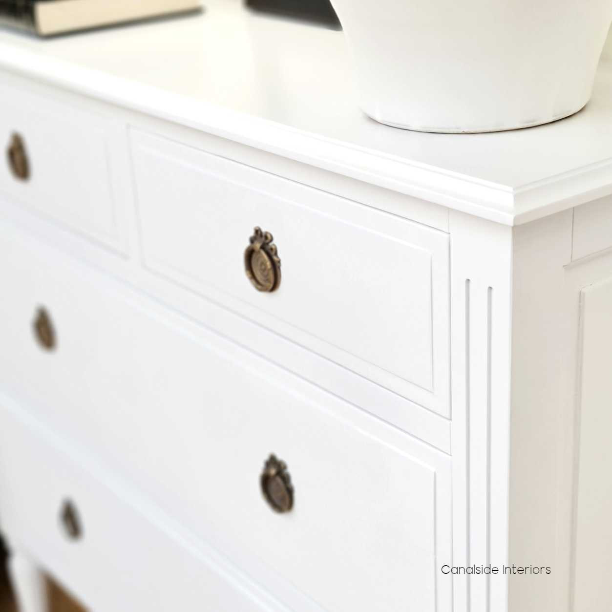 Elissa Chest of Drawers Distr. White  FRENCH  FURNITURE, BEDROOM, HAMPTONS Style, PLANTATION Style, BEDROOM Chests & Commodes, TABLES Sideboards & Buffets, STORAGE, STORAGE Sideboards & Buffets