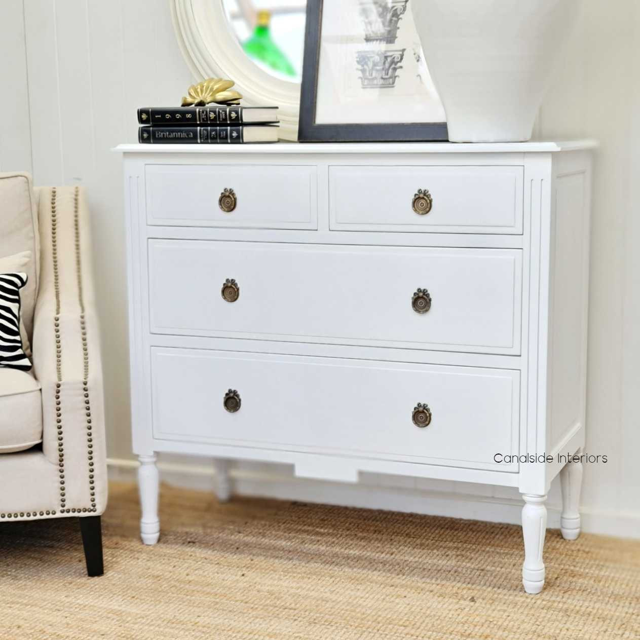 Elissa Chest of Drawers Distr. White  FRENCH  FURNITURE, BEDROOM, HAMPTONS Style, PLANTATION Style, BEDROOM Chests & Commodes, TABLES Sideboards & Buffets, STORAGE, STORAGE Sideboards & Buffets