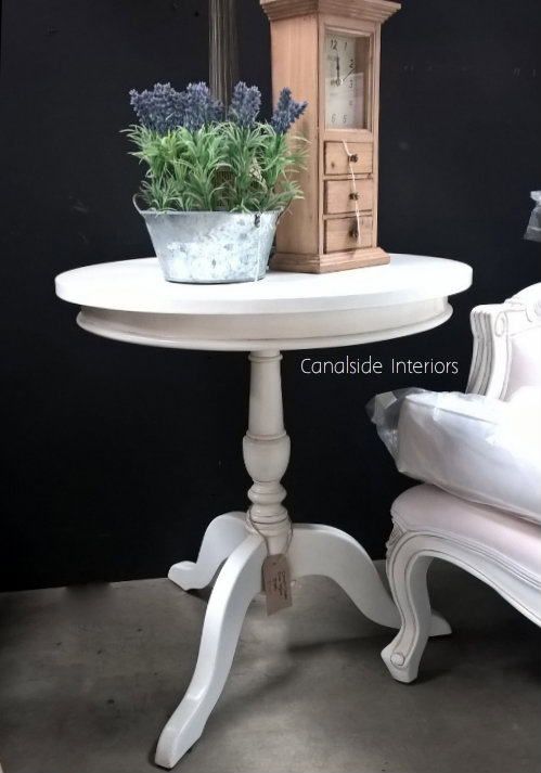 Candy Crushed Side Table Distressed White