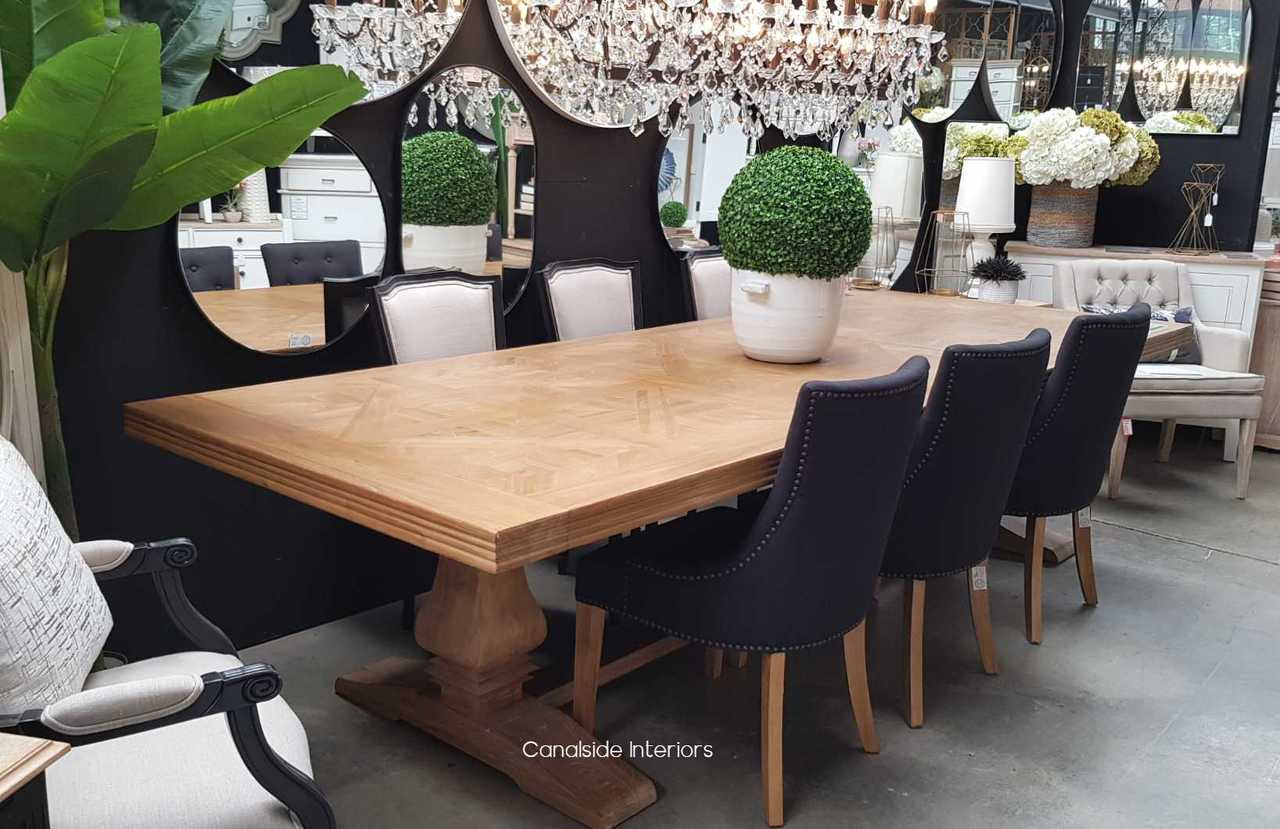 Perspective highlighting the sturdy build and beautiful design of the table, a testament to quality and durability.