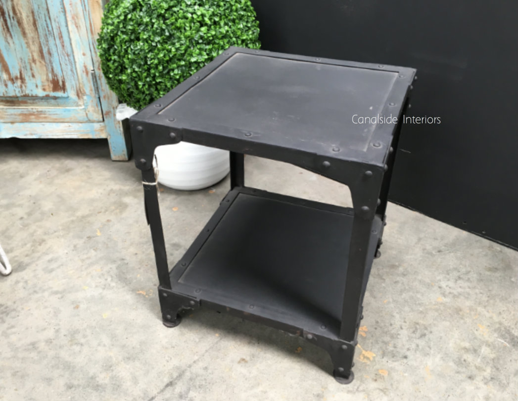 Foundry Industrial Side Table Medium 2 Tier  INDUSTRIAL RUSTIC Style, CAFE FURNITURE, TABLES, TABLES Side Tables, LIVING Room, LIVING Coffee & Side Tables, CAFE FURNITURE Table Tops & Tables, CAFE FURNITURE Stools & Chairs