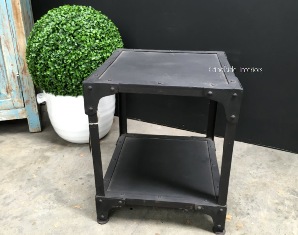 Foundry Industrial Side Table Medium 2 Tier  INDUSTRIAL RUSTIC Style, CAFE FURNITURE, TABLES, TABLES Side Tables, LIVING Room, LIVING Coffee & Side Tables, CAFE FURNITURE Table Tops & Tables, CAFE FURNITURE Stools & Chairs
