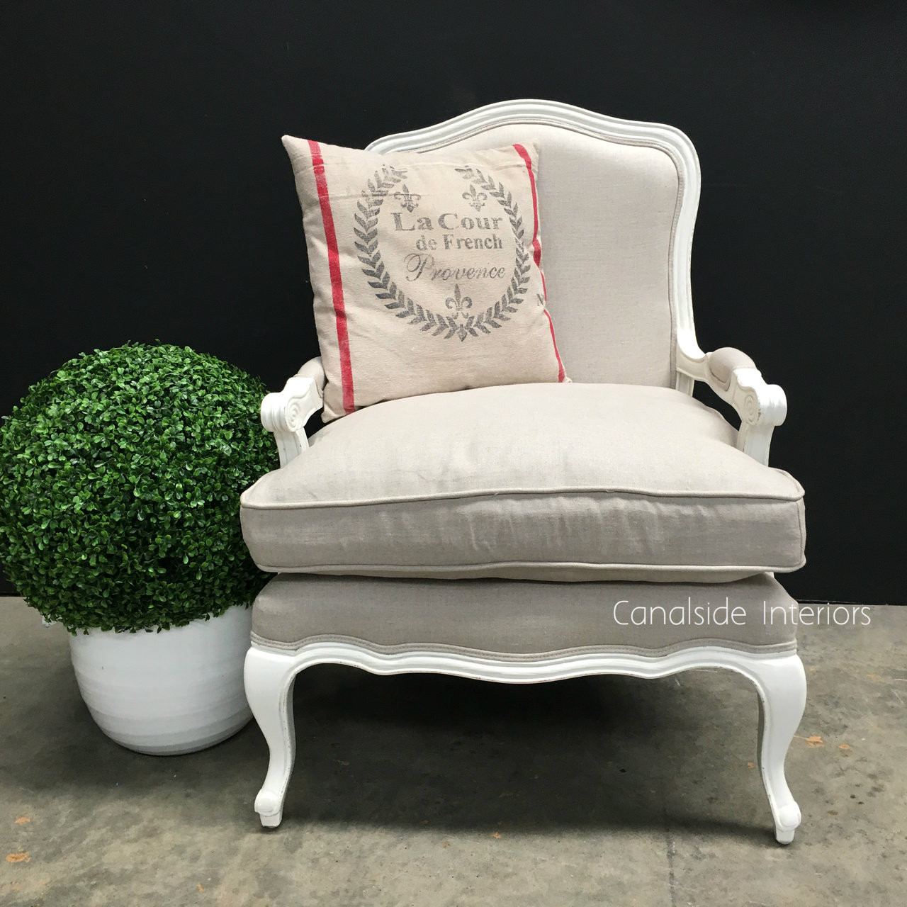 Catelyn Armchair Distressed White cream upholstery  FRENCH  FURNITURE, CHAIRS, HAMPTONS Style, PLANTATION Style, CHAIRS Lounge, LIVING Room, LIVING Chairs