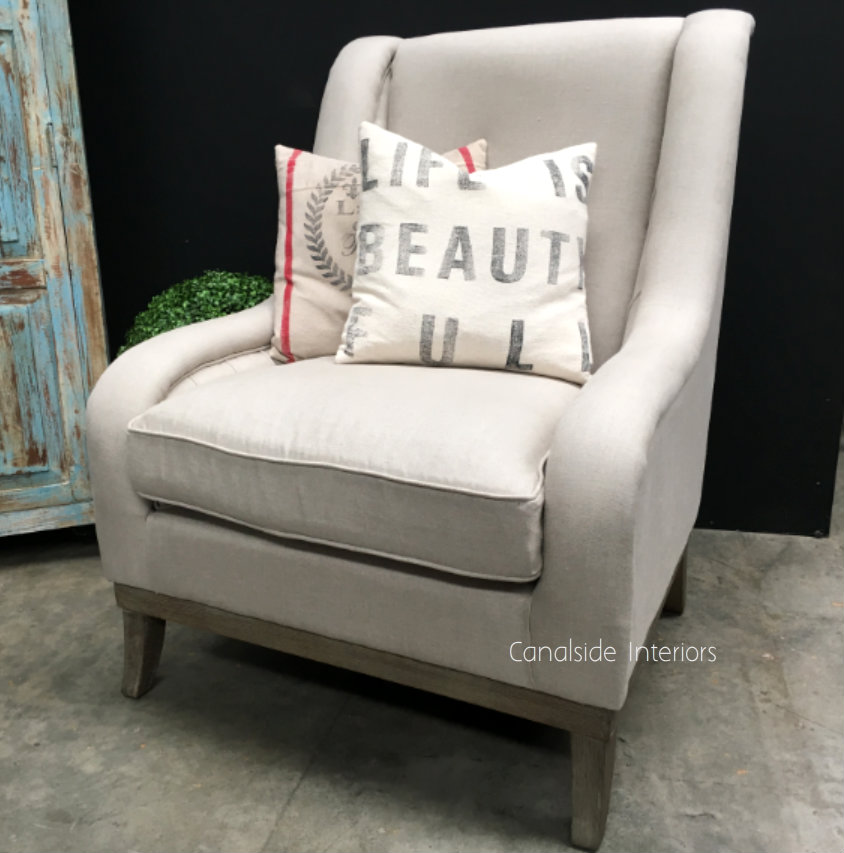 Zane Occasional Wingback Armchair with black legs