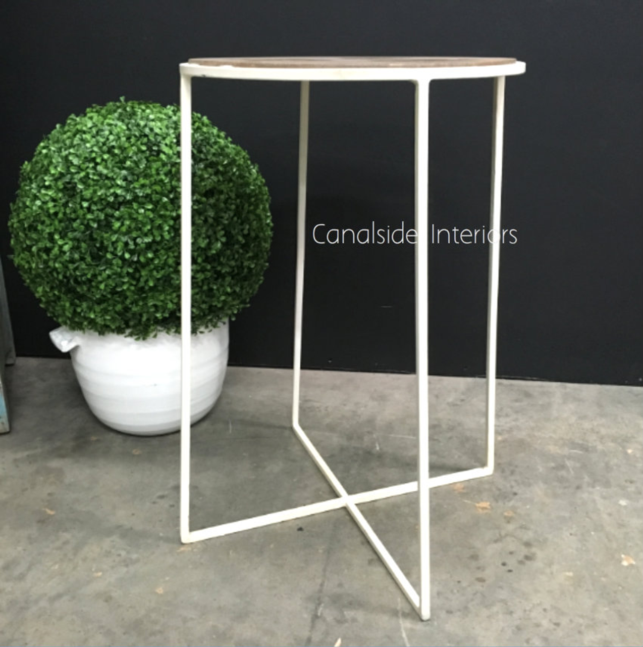 Calypso Tall Lamp Table - Distressed Off-White / Cream - CLEARANCE SALE