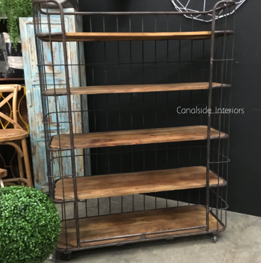 Caged Baker's Wide Rack  INDUSTRIAL RUSTIC Style, CAFE FURNITURE, LIVING Room, LIVING Cupboards & Bookcases, STORAGE, STORAGE Bookshelves & Cupboards
