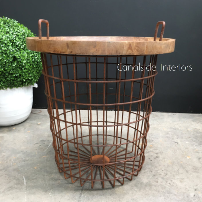 Basketcase Side Table with Storage  INDUSTRIAL RUSTIC Style, CAFE FURNITURE, TABLES, HAMPTONS Style, PLANTATION Style, TABLES Side Tables, LIVING Coffee & Side Tables, CAFE FURNITURE Table Tops & Tables, PLANTATION STYLE
