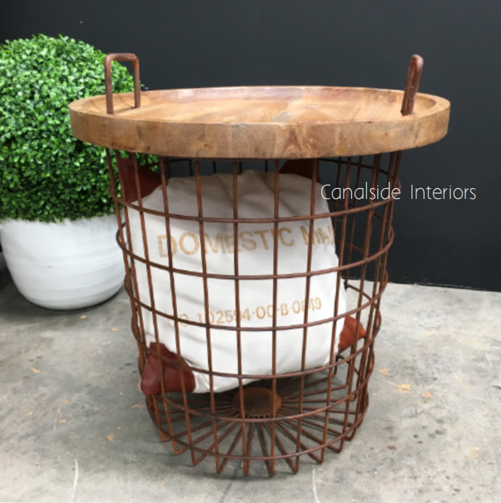 Basketcase Side Table with Storage  INDUSTRIAL RUSTIC Style, CAFE FURNITURE, TABLES, HAMPTONS Style, PLANTATION Style, TABLES Side Tables, LIVING Coffee & Side Tables, CAFE FURNITURE Table Tops & Tables, PLANTATION STYLE