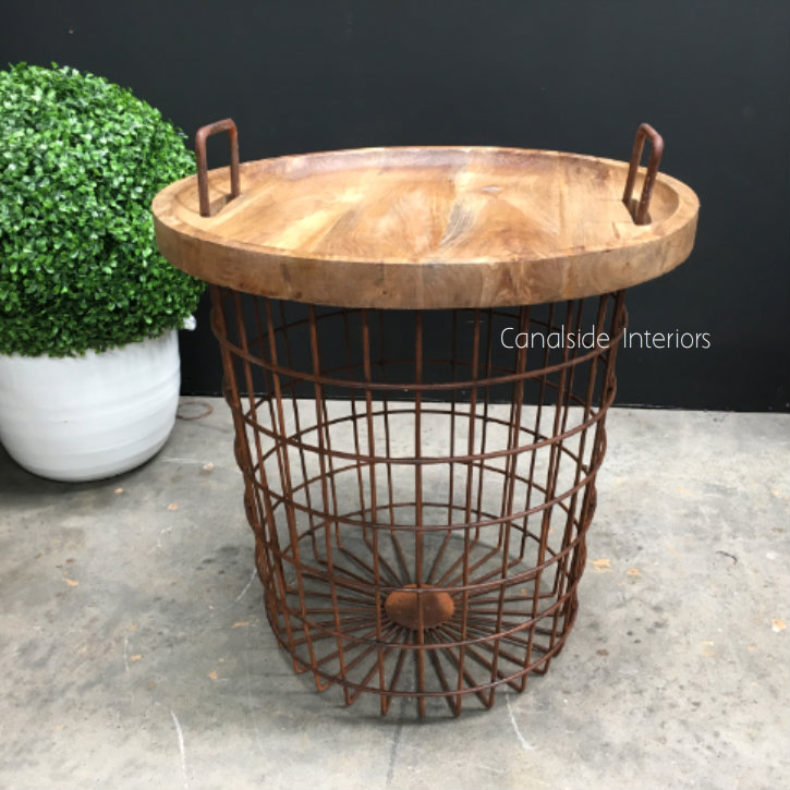 Basketcase Side Table with Storage  INDUSTRIAL RUSTIC Style, CAFE FURNITURE, TABLES, HAMPTONS Style, PLANTATION Style, TABLES Side Tables, LIVING Coffee & Side Tables, CAFE FURNITURE Table Tops & Tables, PLANTATION STYLE