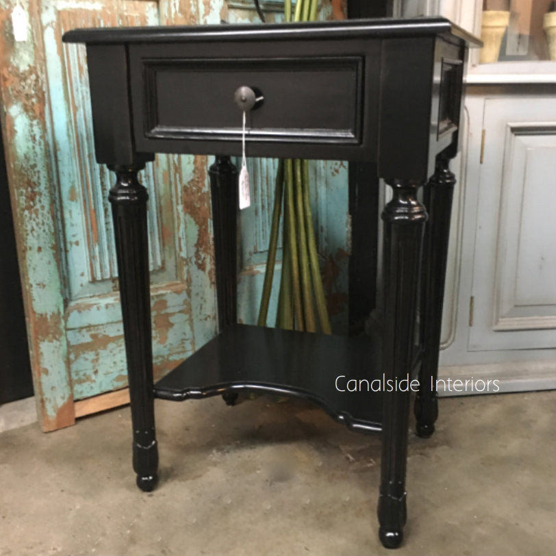 Nadine II Hamptons 1 Drawer Bedside Distressed Black