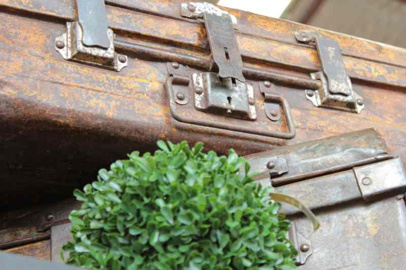 Add an element of industrial chic to your home office or library with these distressed metal trunks, a unique decor piece from Canalside Interiors.