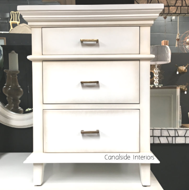 Berry II Court Bedside Distressed White  BEDROOM, HAMPTONS Style, PLANTATION Style, TABLES Side Tables, LIVING Coffee & Side Tables, BEDROOM Bedsides