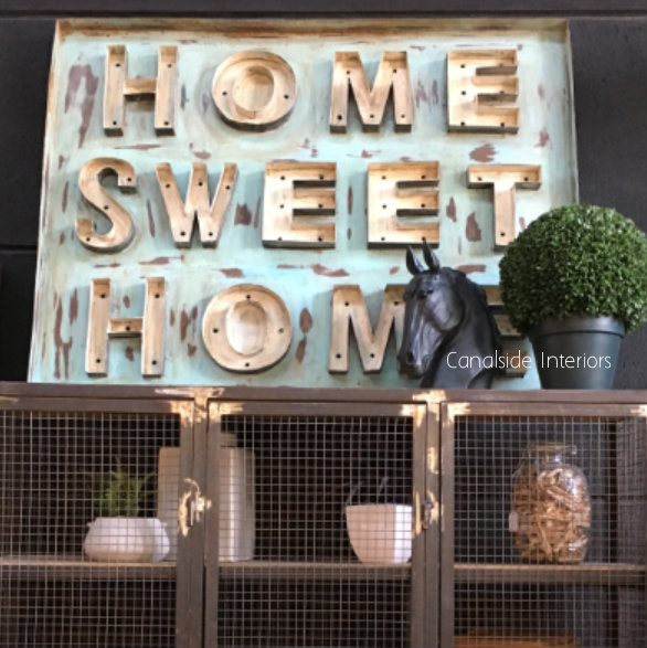Home Sweet Home Vintage Sign Aqua