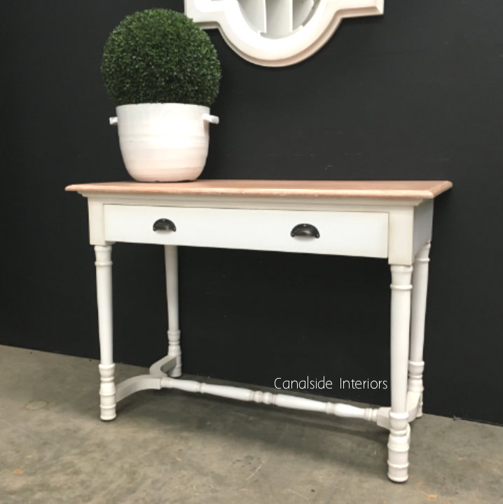 Kiki Laptop Study Desk Distressed WhiteLimewash Top