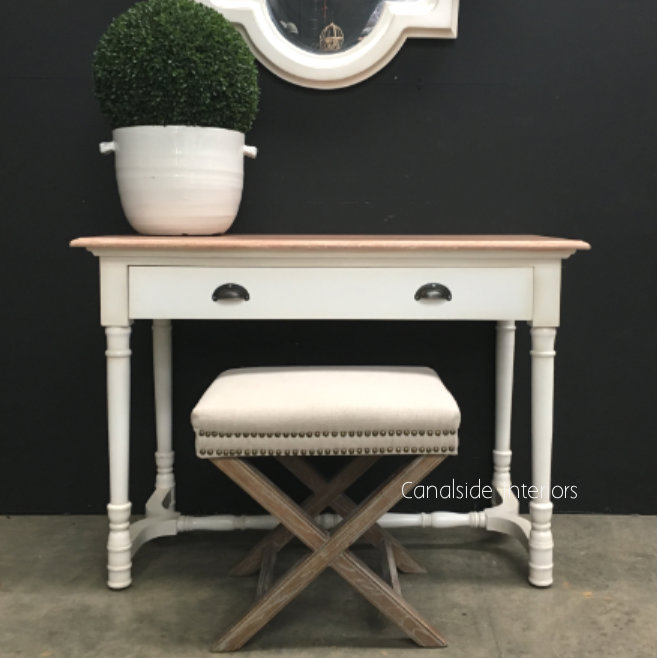 Kiki Laptop Study Desk Distressed WhiteLimewash Top