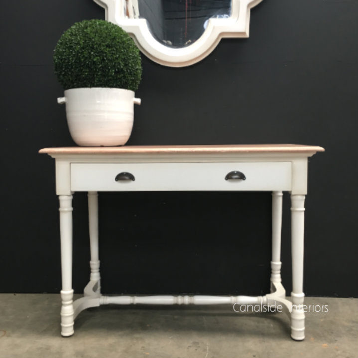 Kiki Laptop Study Desk Distressed WhiteLimewash Top