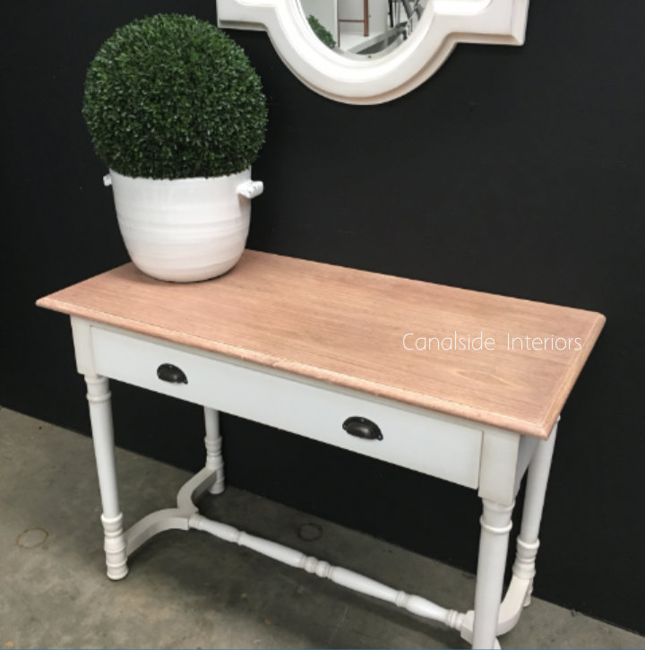 Kiki Laptop Study Desk Distressed WhiteLimewash Top