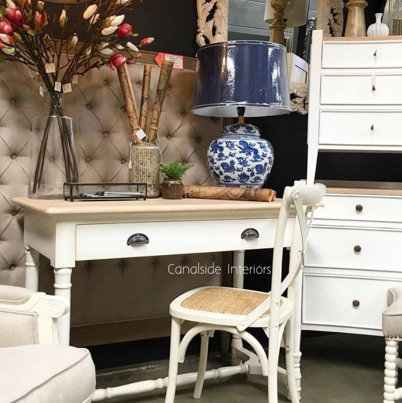 Kiki Laptop Study Desk Distressed WhiteLimewash Top