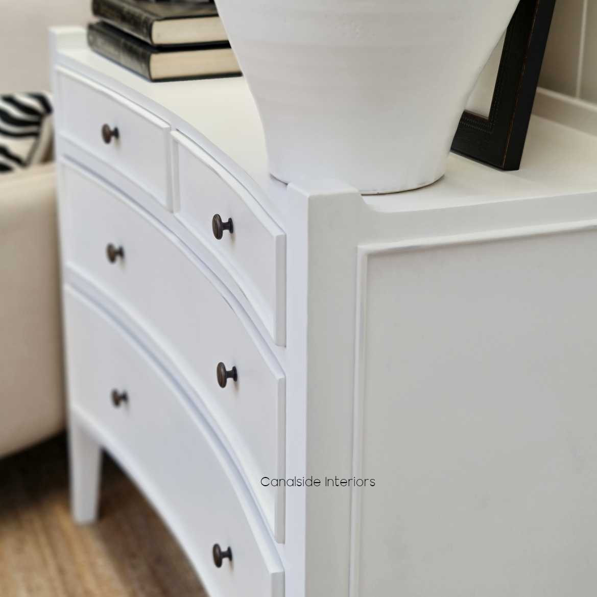 Arc 4 Drawer Chest White BEDROOM, BEDROOM Chests & Commodes