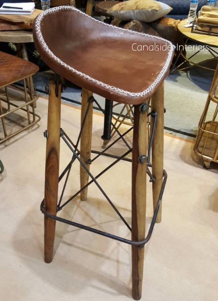 Hendricks Aged Leather Bar Stool  INDUSTRIAL RUSTIC Style, CHAIRS, CAFE FURNITURE, CHAIRS Stools, CAFE FURNITURE Stools & Chairs