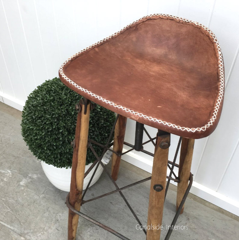 Hendricks Aged Leather Bar Stool  INDUSTRIAL RUSTIC Style, CHAIRS, CAFE FURNITURE, CHAIRS Stools, CAFE FURNITURE Stools & Chairs