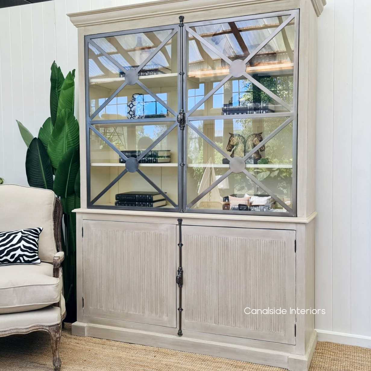 Pavilion Display Wall Unit Distressed Stone  FRENCH  FURNITURE, HAMPTONS Style, PLANTATION Style, LIVING Room, LIVING Cupboards & Bookcases, STORAGE, STORAGE Bookshelves & Cupboards