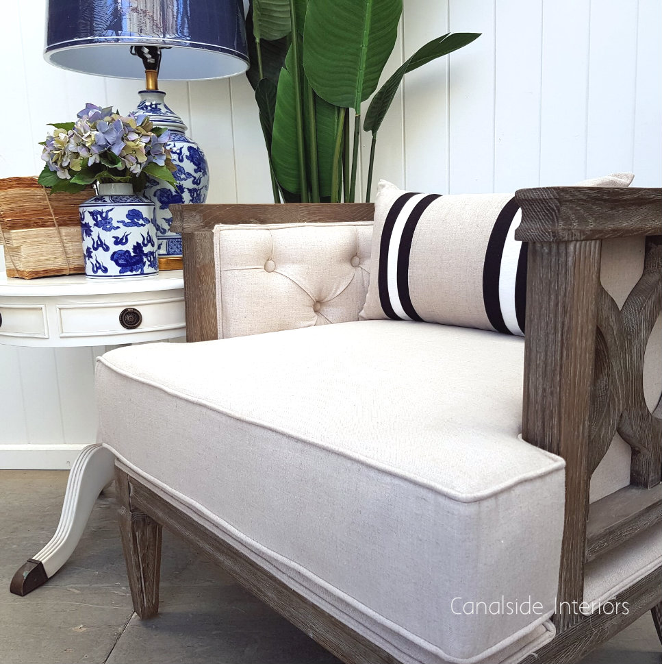 Rafferty Occasional Armchair Weathered Oak with Cream Upholstery  FRENCH  FURNITURE, CHAIRS, HAMPTONS Style, PLANTATION Style, CHAIRS Lounge, LIVING Room, LIVING Chairs, PLANTATION STYLE