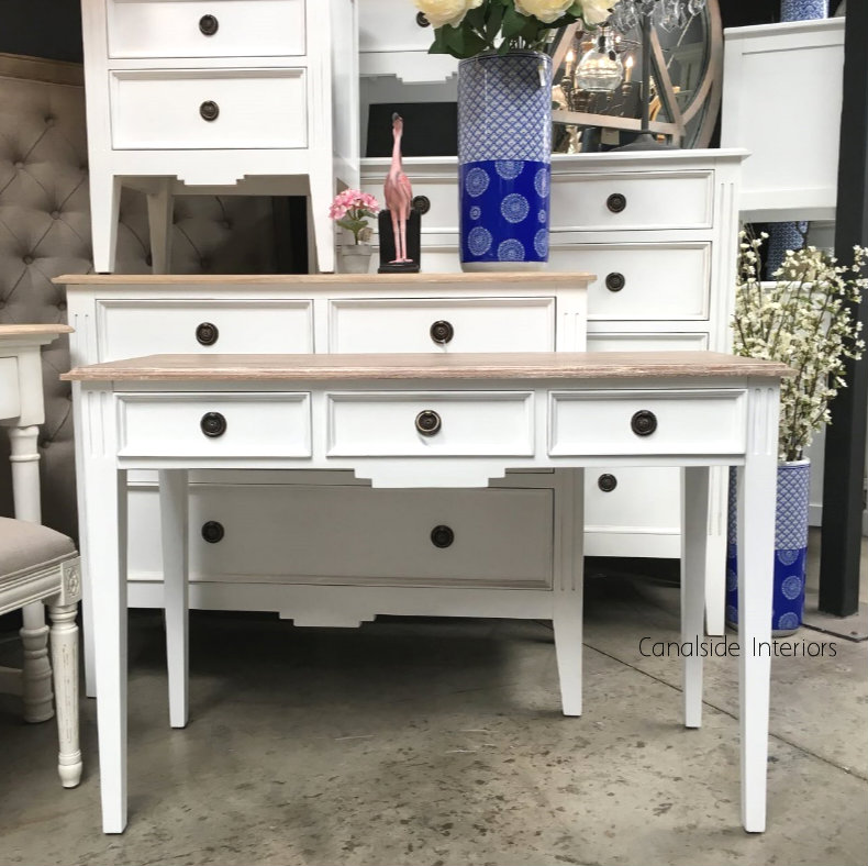 Peninsula Desk II Console Distressed white with limewash top  FRENCH  FURNITURE, TABLES, HAMPTONS Style, PLANTATION Style, STORAGE Consoles & Desks, BEDROOM Bedsides, TABLES Sideboards & Buffets, STORAGE