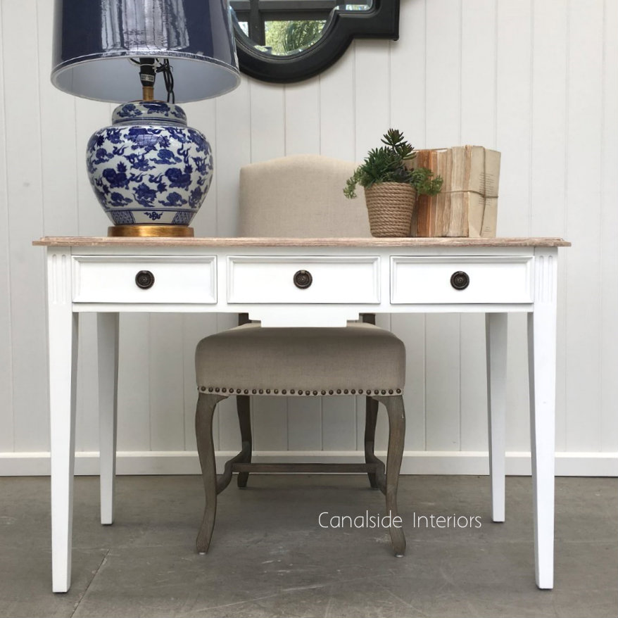 Peninsula Desk II Console Distressed white with limewash top  FRENCH  FURNITURE, TABLES, HAMPTONS Style, PLANTATION Style, STORAGE Consoles & Desks, BEDROOM Bedsides, TABLES Sideboards & Buffets, STORAGE
