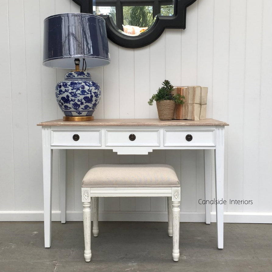 Peninsula Desk II Console Distressed white with limewash top  FRENCH  FURNITURE, TABLES, HAMPTONS Style, PLANTATION Style, STORAGE Consoles & Desks, BEDROOM Bedsides, TABLES Sideboards & Buffets, STORAGE