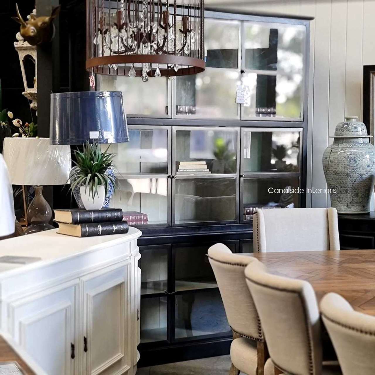 The Bellport Display Unit amidst contemporary decor, showcasing its ability to complement modern interiors with its chic design.