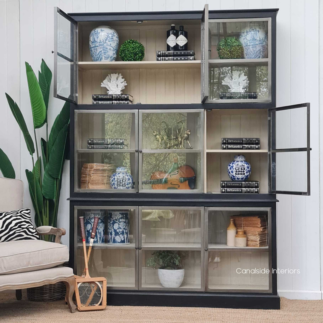 View capturing the unit's spacious dimensions, ideal for displaying a variety of items in an organized and elegant manner.