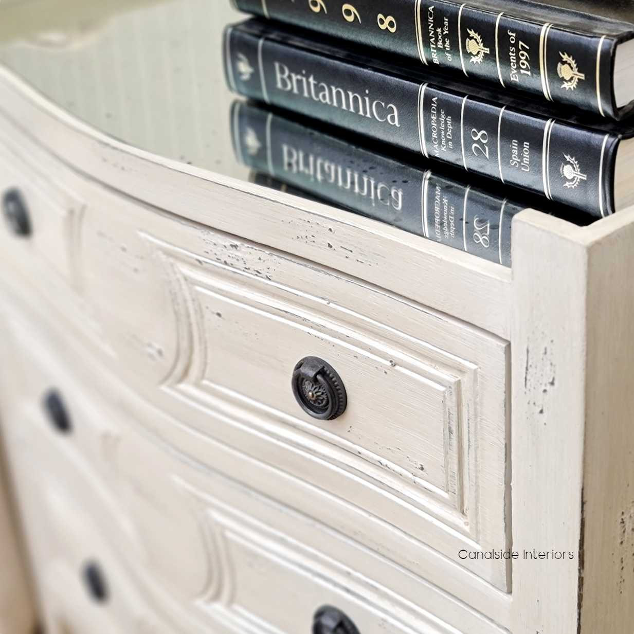 Isobel Bedside Distressed Grey with Antique Mirror Top  FRENCH  FURNITURE, BEDROOM, HAMPTONS Style, PLANTATION Style, TABLES Side Tables, LIVING Coffee & Side Tables, BEDROOM Bedsides