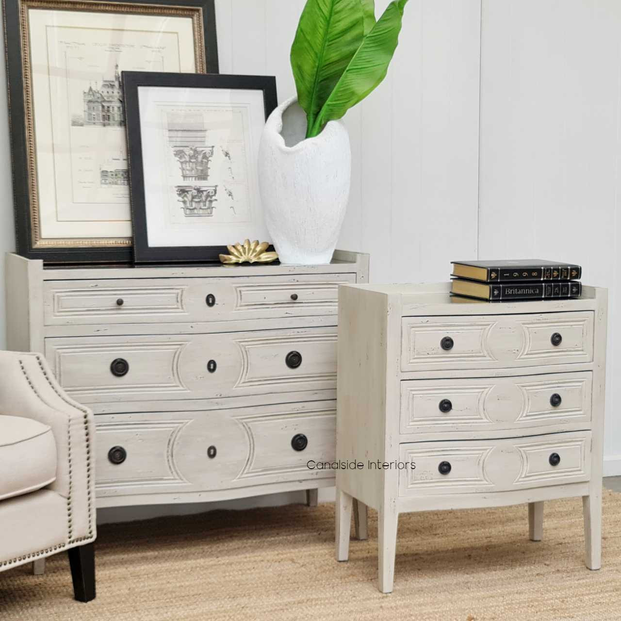Isobel Bedside Distressed Grey with Antique Mirror Top  FRENCH  FURNITURE, BEDROOM, HAMPTONS Style, PLANTATION Style, TABLES Side Tables, LIVING Coffee & Side Tables, BEDROOM Bedsides