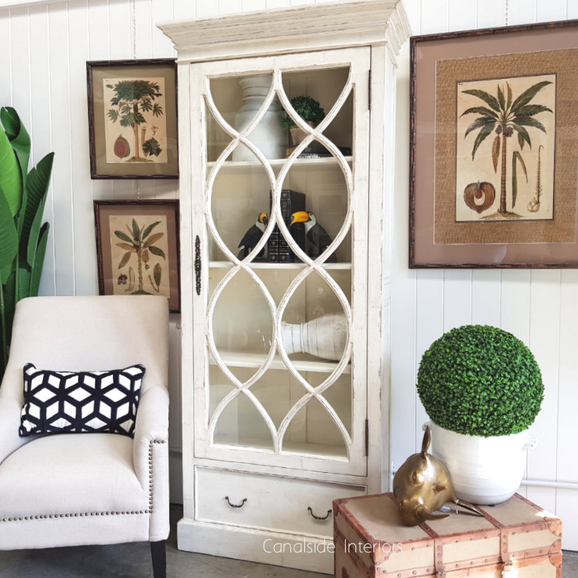 Farrow Display Unit Distressed Off White  FRENCH  FURNITURE, HAMPTONS Style, PLANTATION Style, LIVING Room, LIVING Cupboards & Bookcases, STORAGE, STORAGE Bookshelves & Cupboards