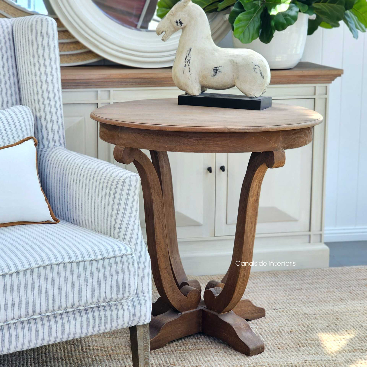 Downton Round Table in a quality Weathered Oak finish, perfect for modern or classical home offices