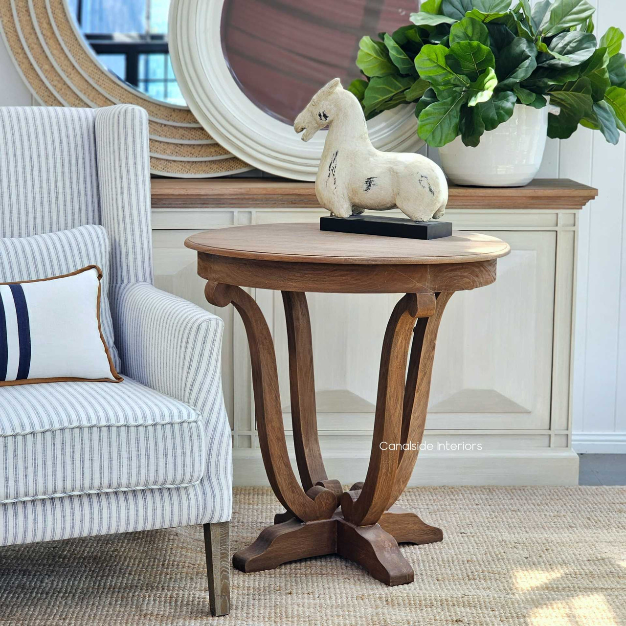 Coastal-themed Weathered Oak Side Table, bringing a touch of the seaside to your lounge room decor