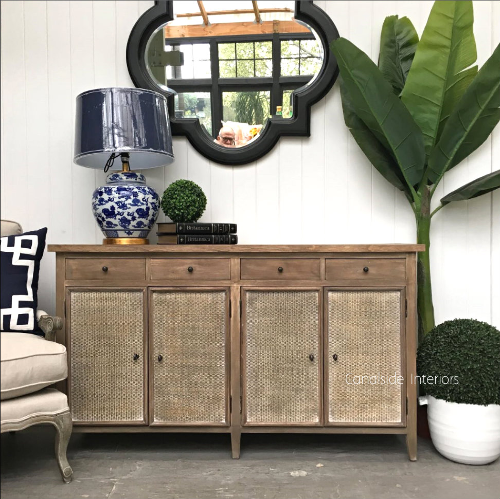The sideboard as a statement piece in a modern bedroom, illustrating its adaptability and stylish storage solution for personal items.