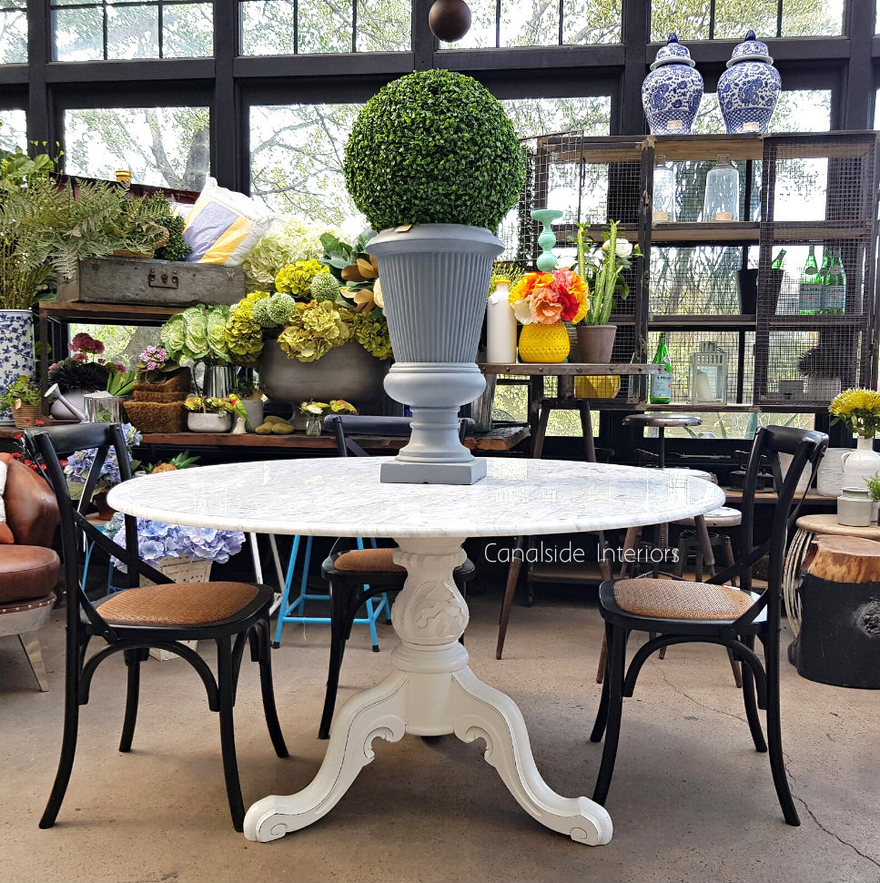 Amelie Carrara Marble Round Dining Table  TABLES, TABLES Dining Tables