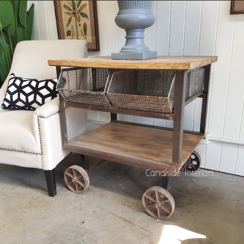 Tutti Booty Industrial Island Workbench Cart  INDUSTRIAL RUSTIC Style, CAFE FURNITURE, TABLES, TABLES Dining Tables, STORAGE Consoles & Desks, CAFE FURNITURE Table Tops & Tables, CAFE FURNITURE Storage, STORAGE