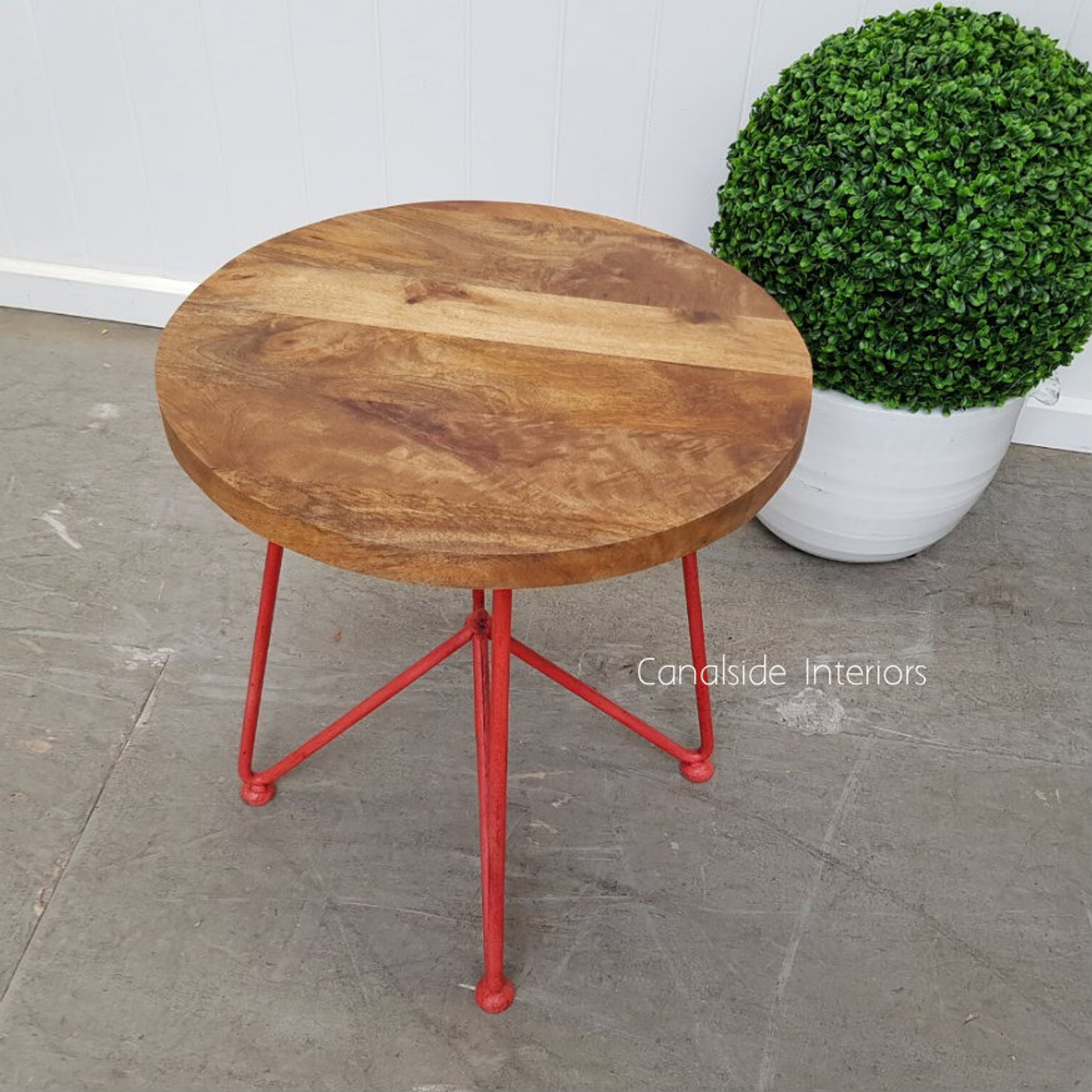 Camilla Low Stool / Side Table - Distressed Red