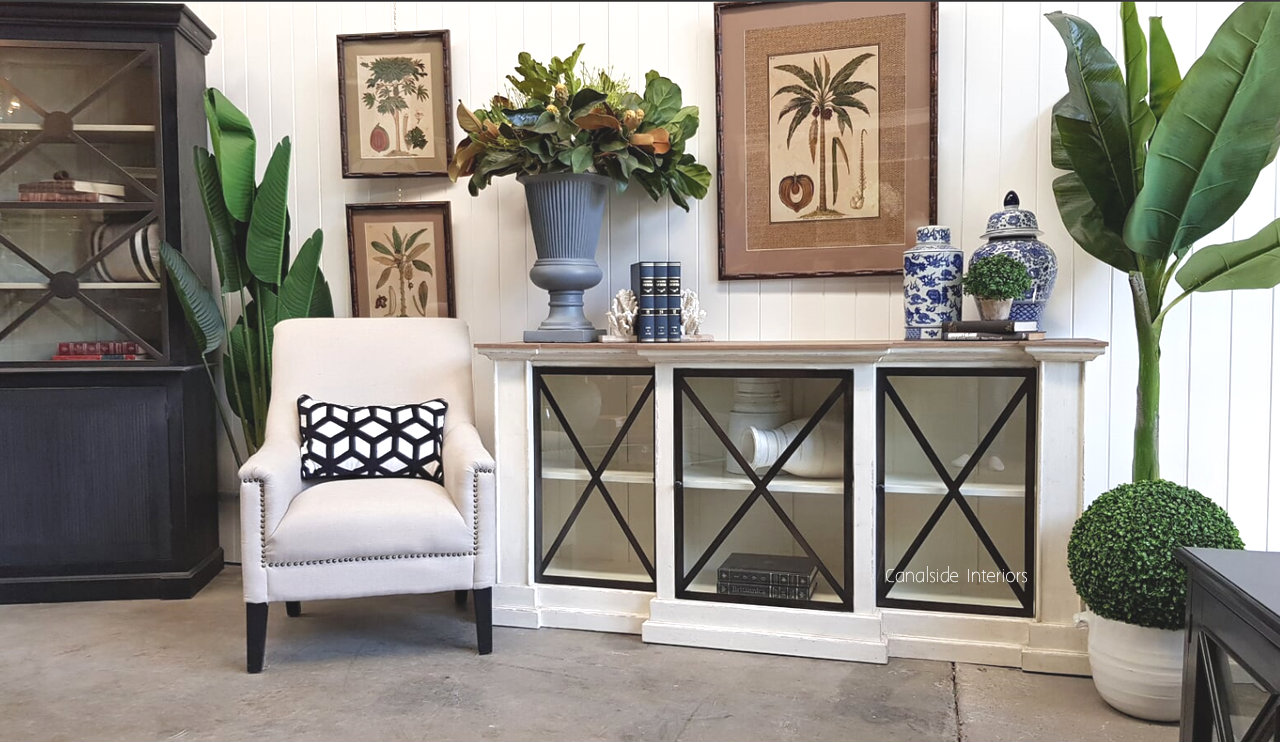 Middleton Glass Sideboard Distressed Stone Weathered Oak Top  HAMPTONS Style, PLANTATION Style, LIVING Room, LIVING TV Media & Storage, TABLES Sideboards & Buffets, STORAGE, STORAGE Sideboards & Buffets, PLANTATION STYLE