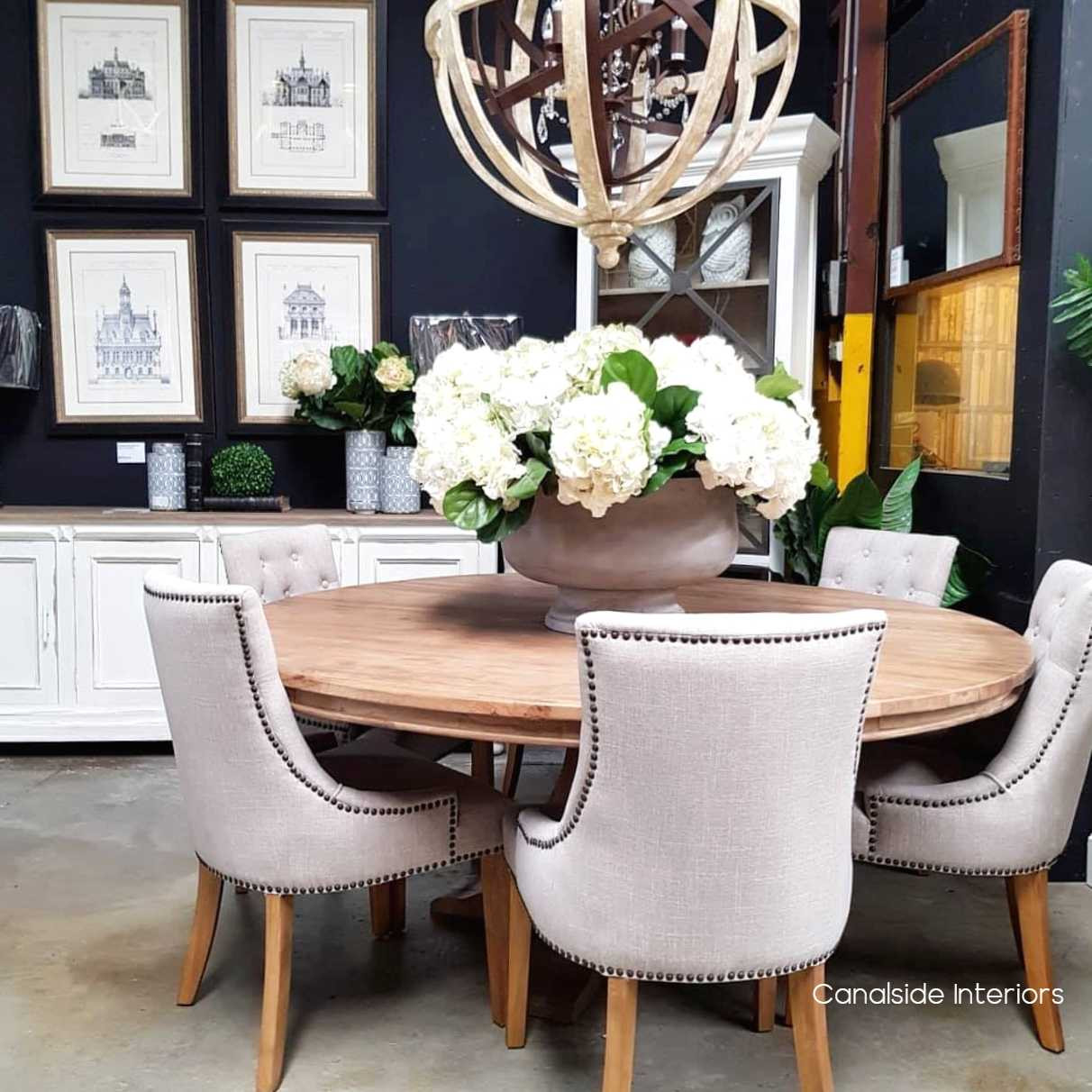 The table set in a Hamptons-style dining room, demonstrating its versatility and harmonious fit within various decor themes