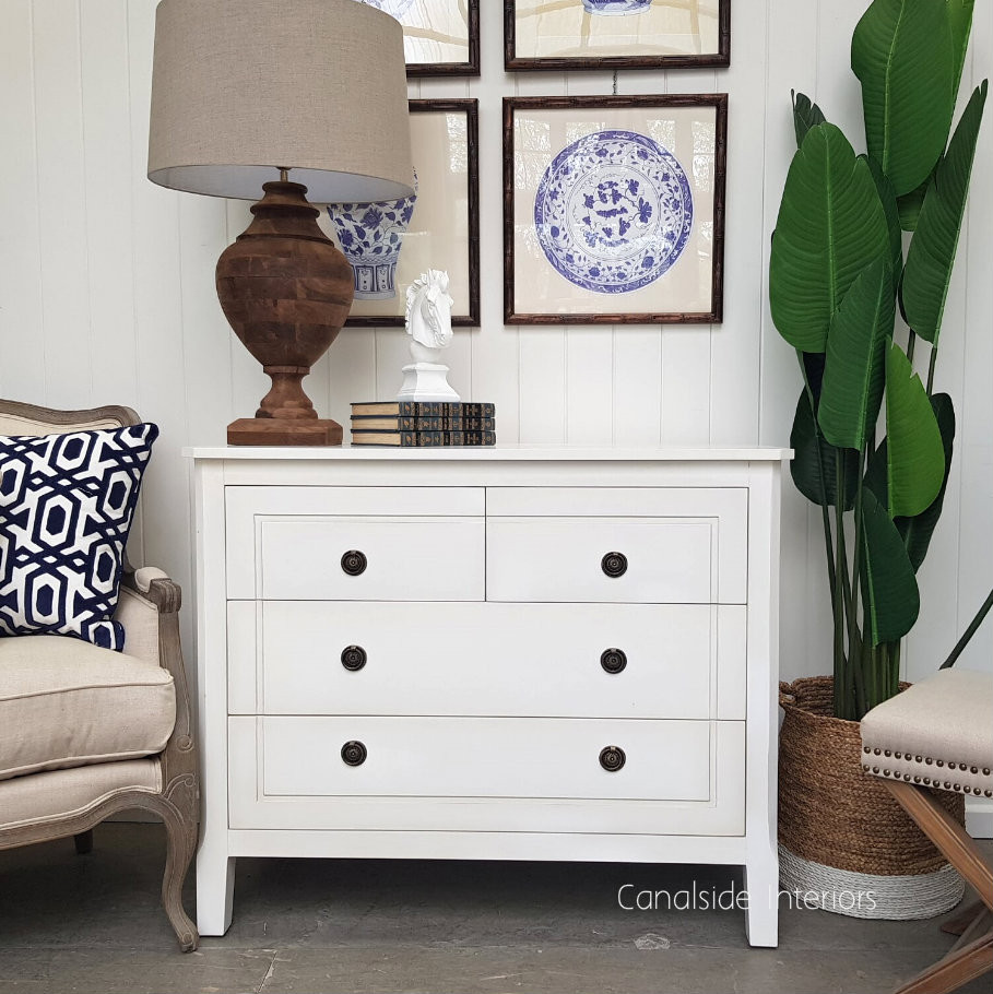 Beckett Chest of Drawers 106cm h Distressed White