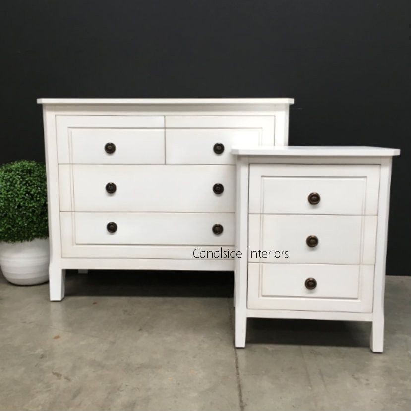 Beckett Chest of Drawers 106cm h Distressed White