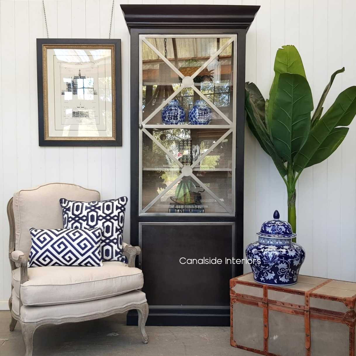 Pavilion Single Door Display Unit Distressed Charcoal  HAMPTONS Style, PLANTATION Style, LIVING Room, LIVING Cupboards & Bookcases, STORAGE, STORAGE Bookshelves & Cupboards