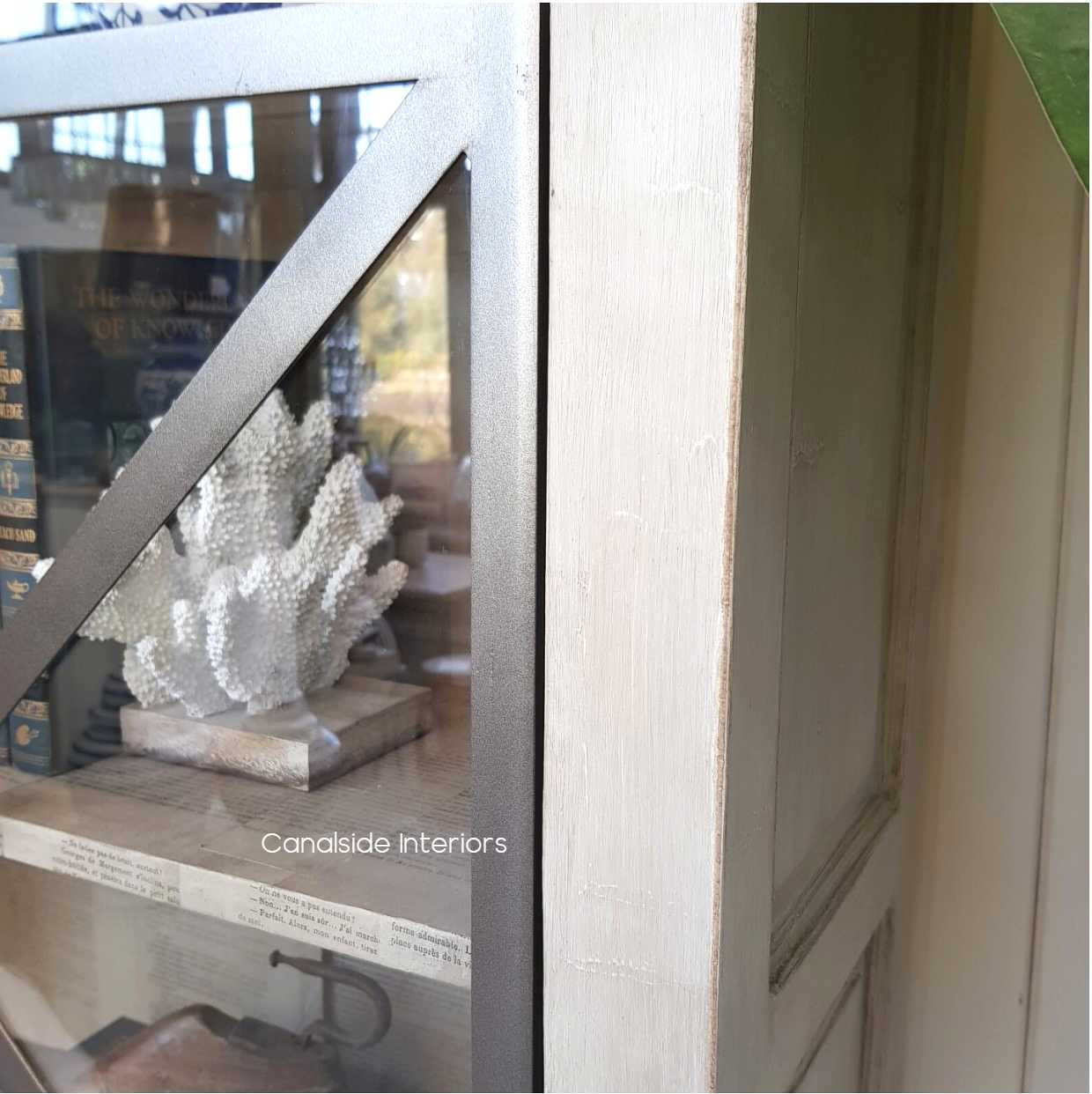 Pavilion Single Door Display Unit Distressed Stone  HAMPTONS Style, PLANTATION Style, LIVING Room, LIVING Cupboards & Bookcases, STORAGE, STORAGE Bookshelves & Cupboards