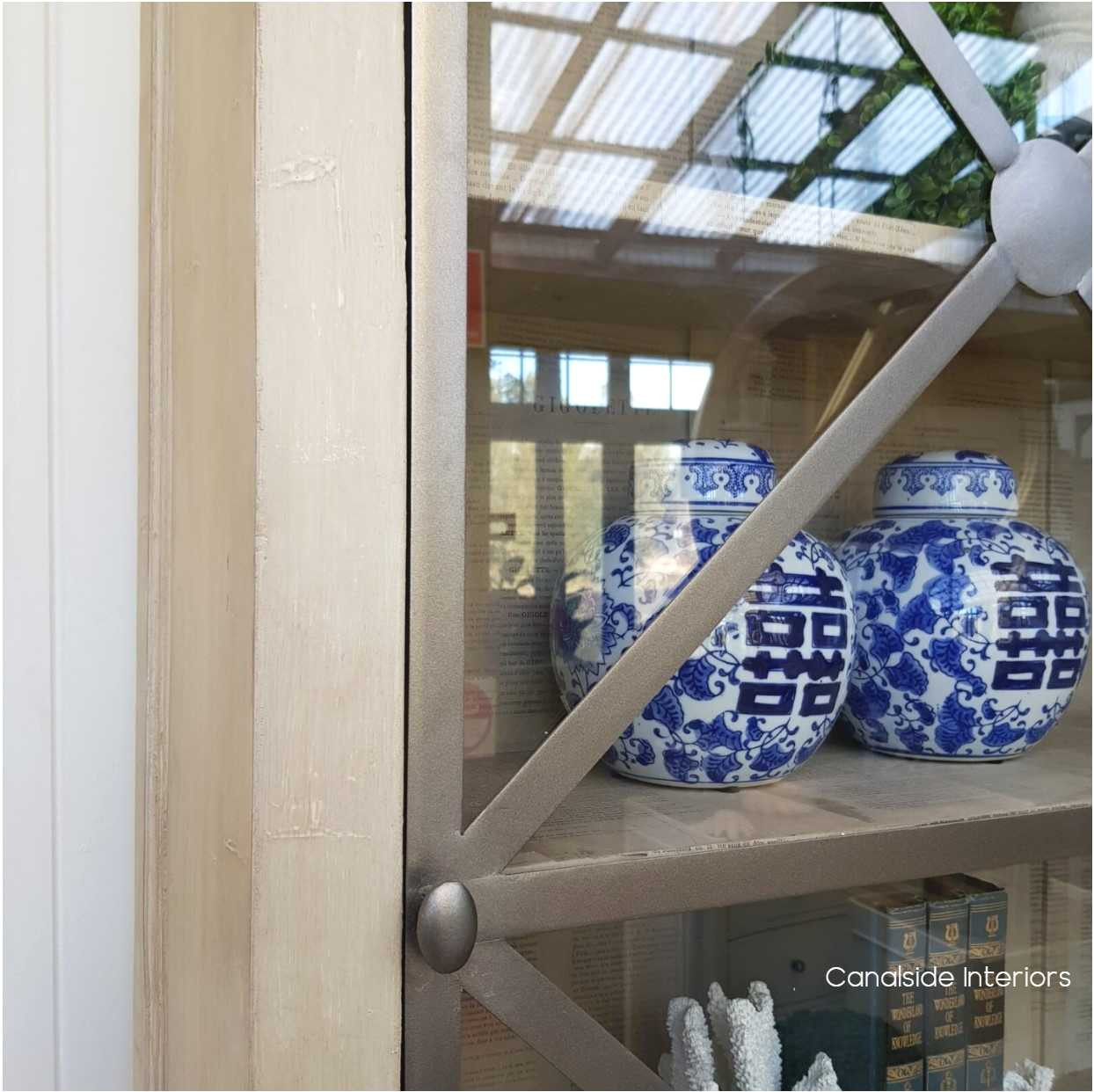 Pavilion Single Door Display Unit Distressed Stone  HAMPTONS Style, PLANTATION Style, LIVING Room, LIVING Cupboards & Bookcases, STORAGE, STORAGE Bookshelves & Cupboards