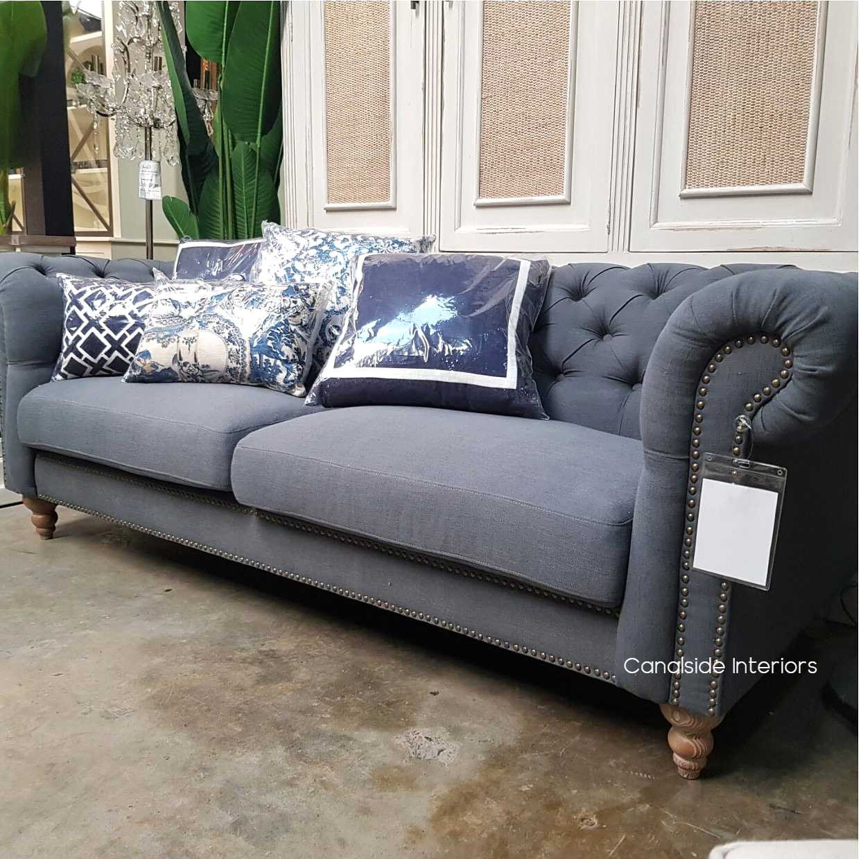 Clegane Chesterfield in Greystone Linen  CHAIRS, HAMPTONS Style, PLANTATION Style, CHAIRS Lounge, LIVING Room, LIVING Chairs