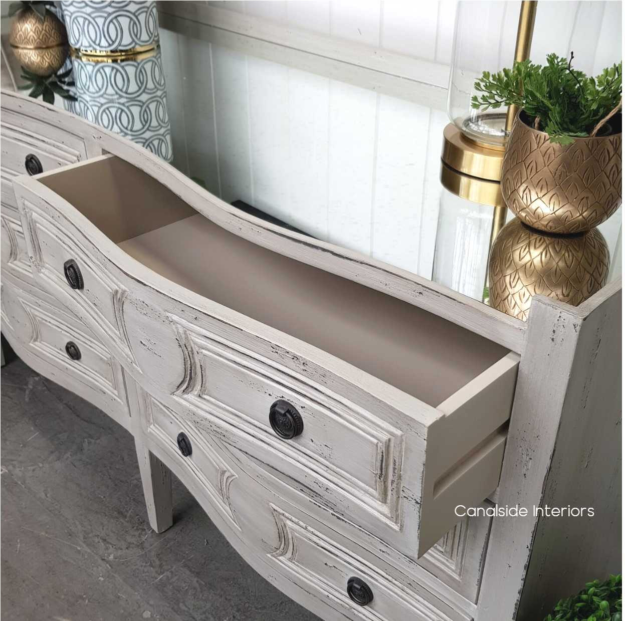 Championing French design with a coastal flair, the Isobel Grande Chest offers a spacious and luxurious centerpiece for your living room, courtesy of Canalside Interiors